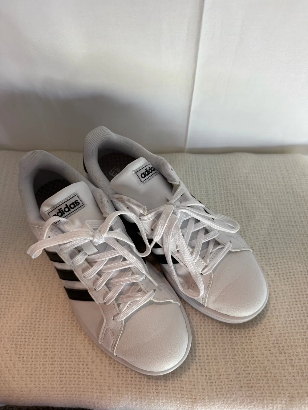 adidas White Sneakers with Black Three-Stripes